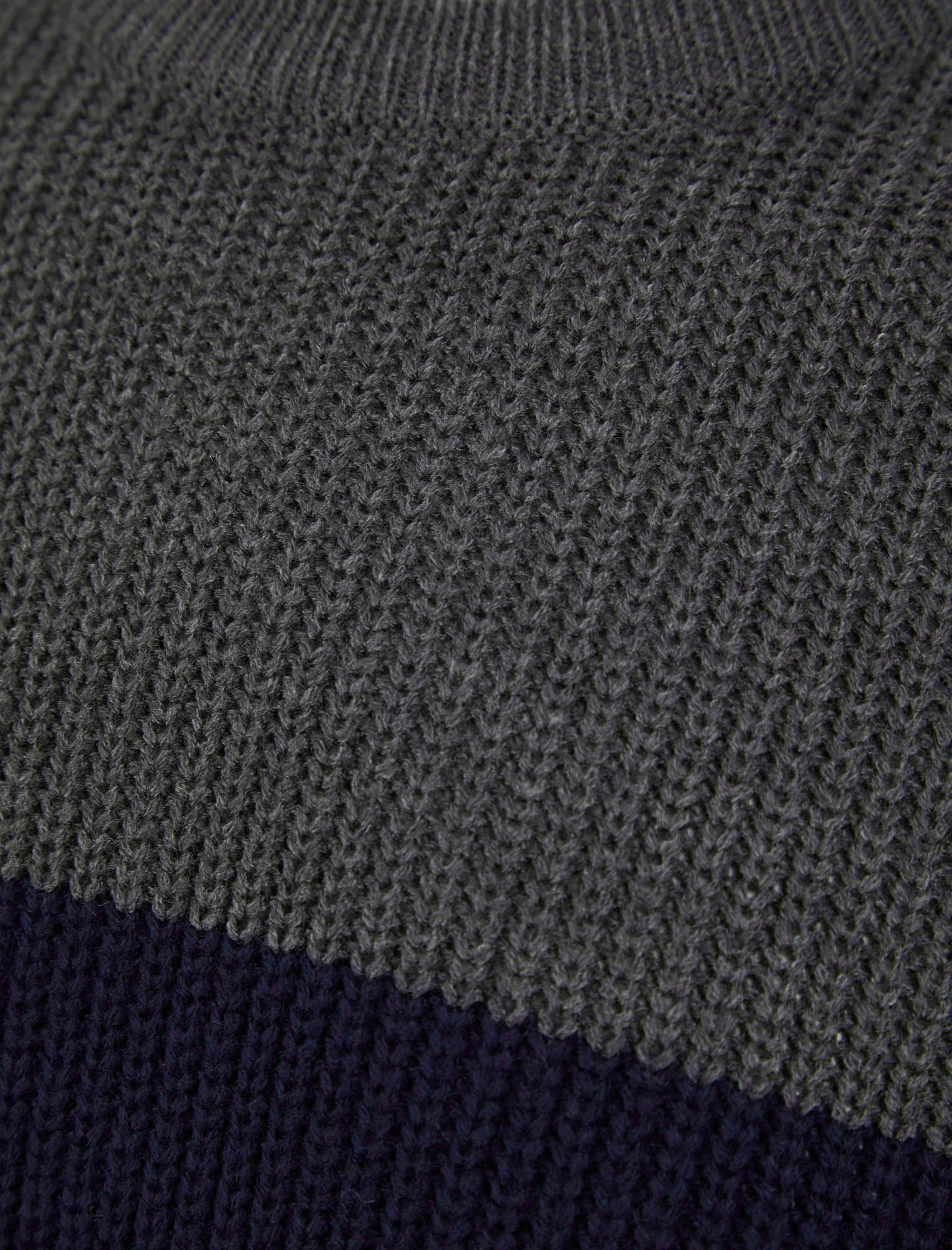 Levy Tri-Colour Block Crew Neck Soft Knitted Jumper in Dark Grey Marl - Kensington Eastside - Image 3